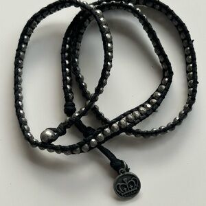 Elegant Black and Silver Beaded Wrap Bracelet